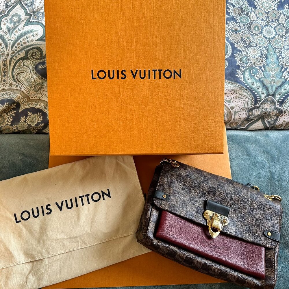 100% Authentic Louis Vuitton Vavin Handbag Damier with Leather PM